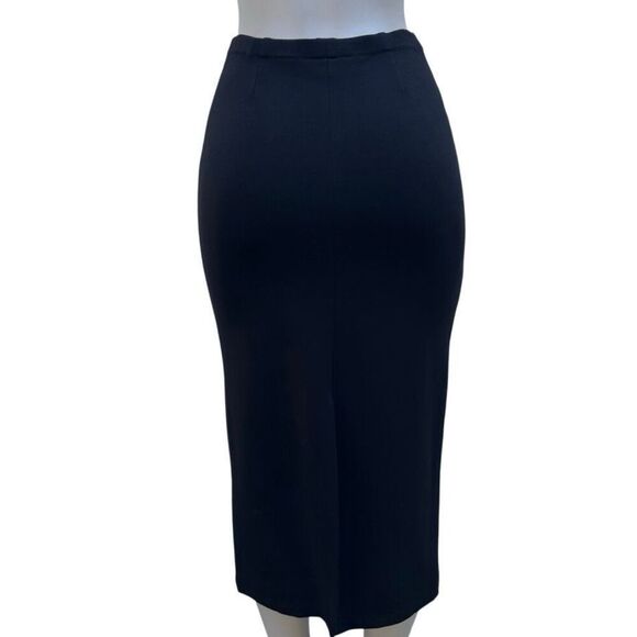 Chelsea Campbell Midi Pencil Skirt Women's Size 6P Black Rayon Blend Stretch - Picture 6 of 14
